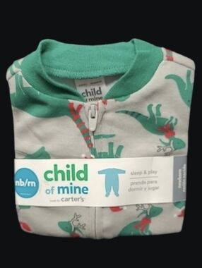 NEW-CARTERS "CHILD OF MINE" CHRISTMAS DINOSAUR ONESIE NEWBORN
